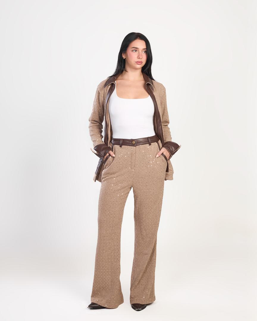 Bianca Leather Trim Knit Jacket